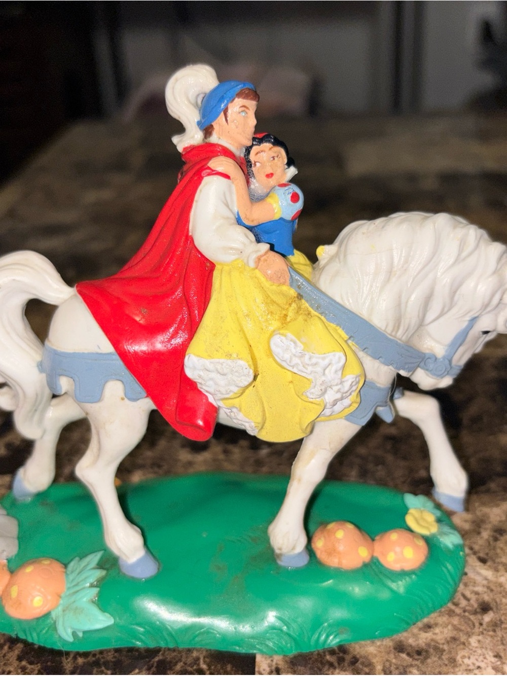 Disney Princess Snow White and Prince Charming Riding White Horse Figurine -5”